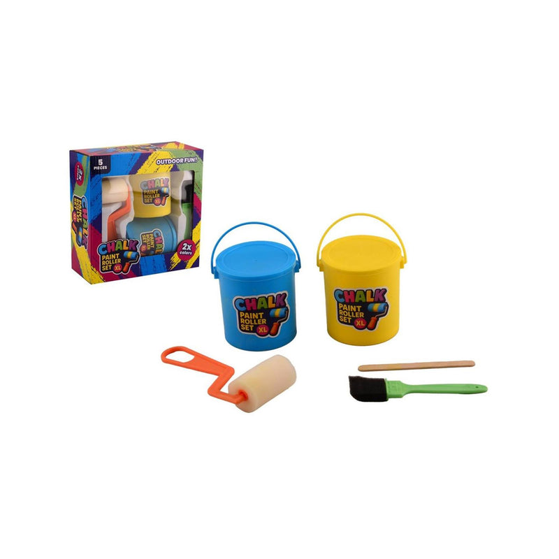 Cargue la imagen en el visor de la galería, Johntoy jumbo stoepkrijt rollers, 2 kleuren + kwast