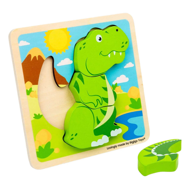 Load image into Gallery viewer, Bigjigs houten vormenpuzzel t-rex - 4st.