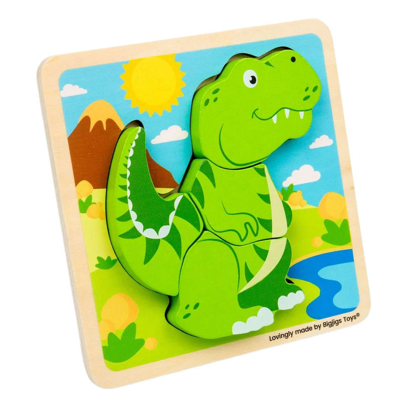 Load image into Gallery viewer, Bigjigs houten vormenpuzzel t-rex - 4st.