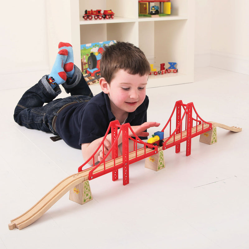 Afbeelding laden in galerijviewer, Bigjigs houten rails - dubbele hangbrug, 7dlg.