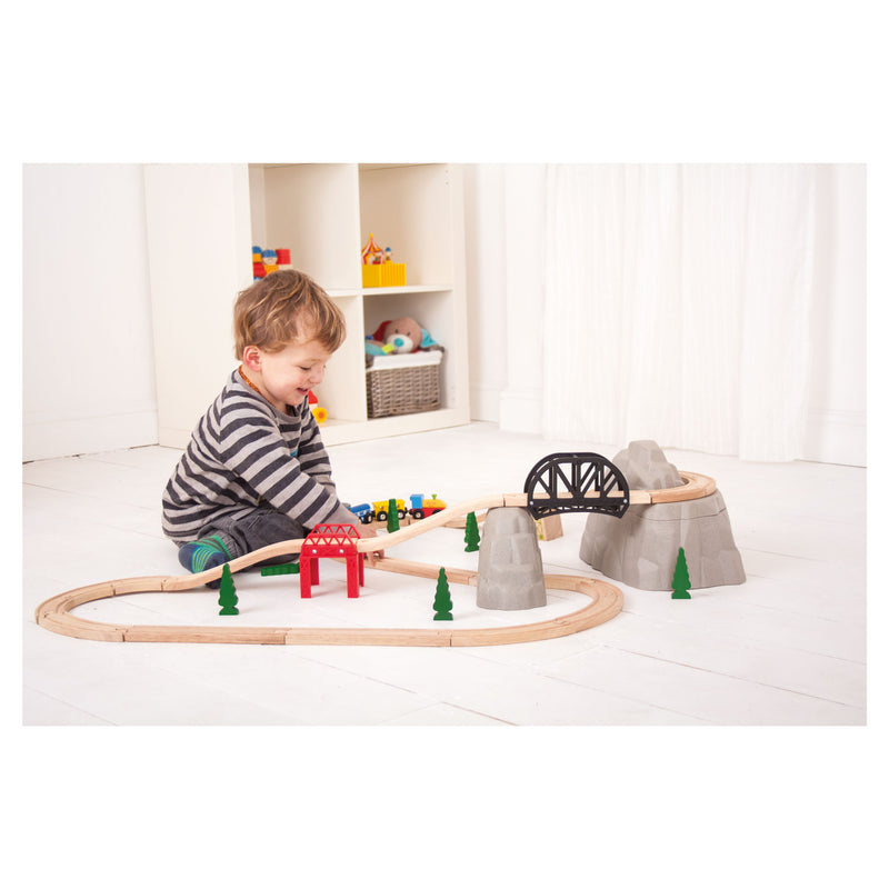 Afbeelding laden in galerijviewer, Bigjigs houten rails - berg, rails en kleine berg