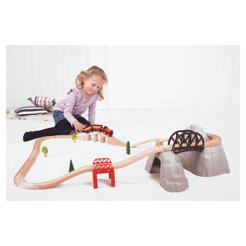 Afbeelding laden in galerijviewer, Bigjigs houten rails - berg, rails en kleine berg