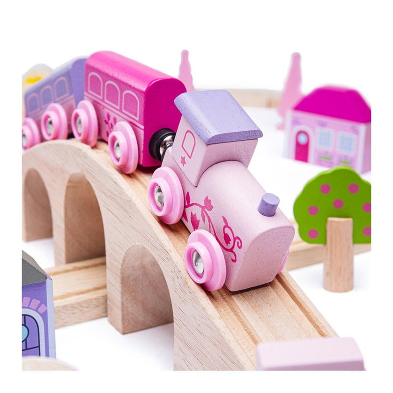 Afbeelding laden in galerijviewer, Bigjigs houten treinset stad - roze