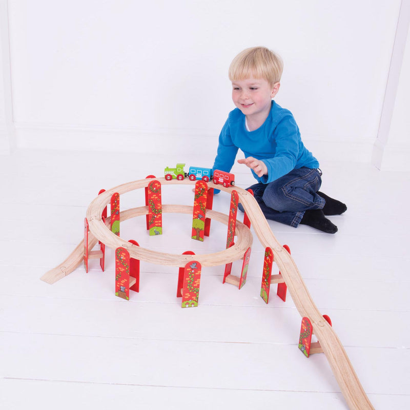 Afbeelding laden in galerijviewer, Bigjigs houten rails - viaduct uitbreidingsset, 27dlg.