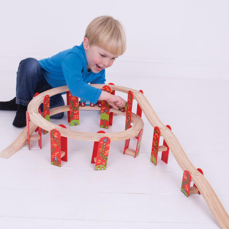 Afbeelding laden in galerijviewer, Bigjigs houten rails - viaduct uitbreidingsset, 27dlg.