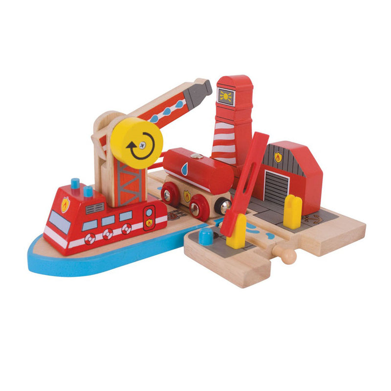 Load image into Gallery viewer, Bigjigs houten rails - brandweerhaven