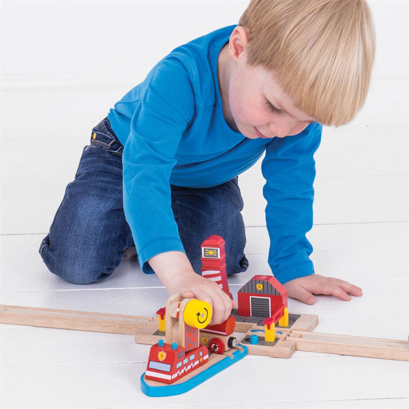 Load image into Gallery viewer, Bigjigs houten rails - brandweerhaven