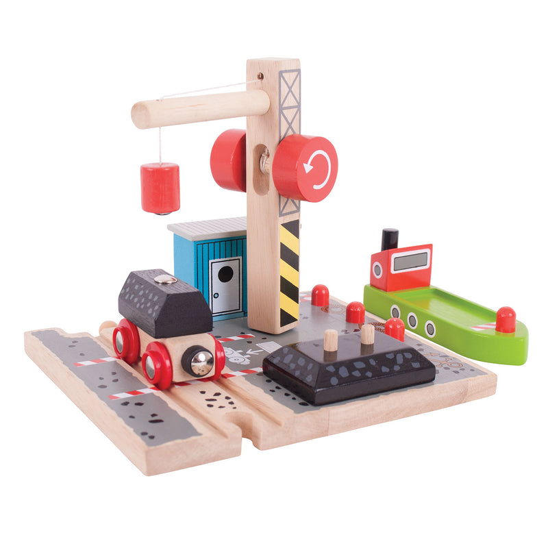 Load image into Gallery viewer, Bigjigs houten rails - laadstation steenkool