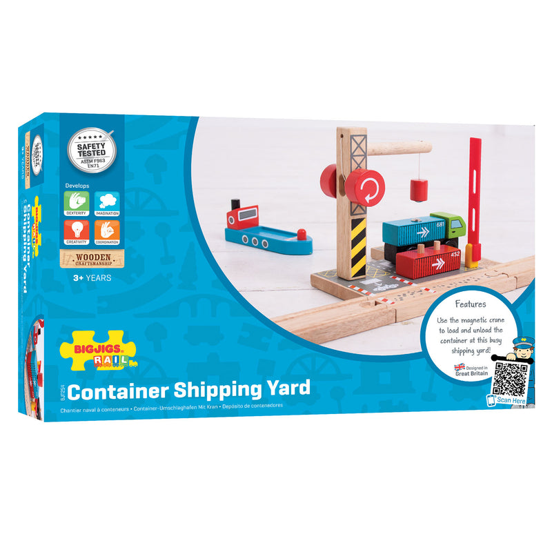 Load image into Gallery viewer, Bigjigs Houten Rails Container Scheepswerf