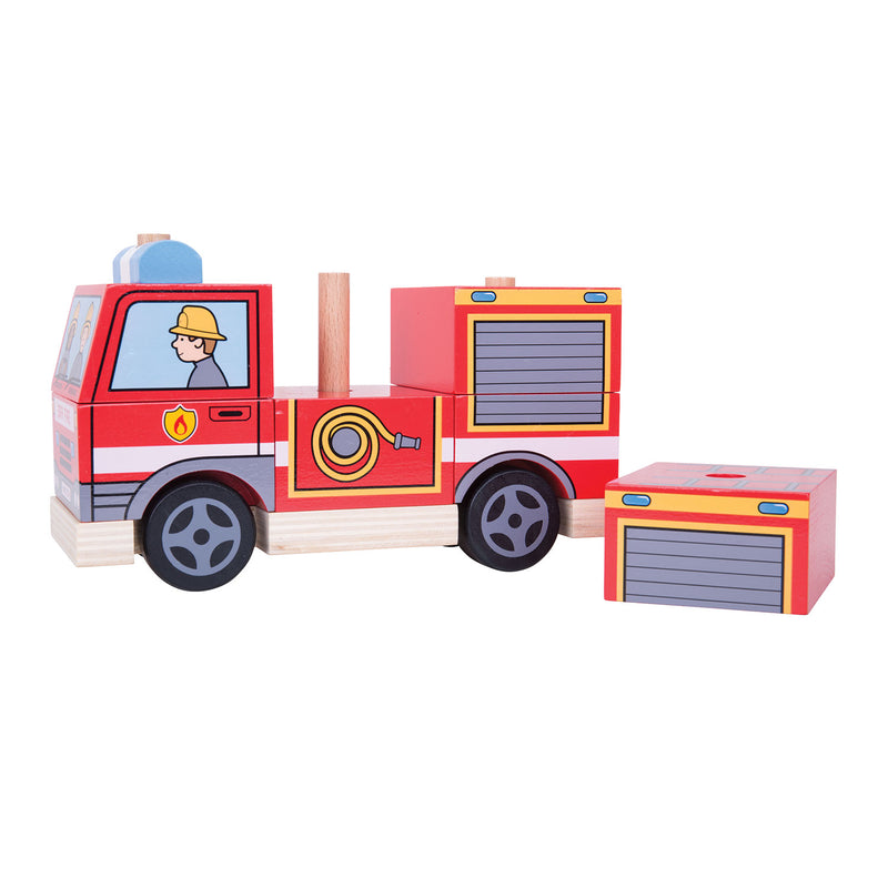 Load image into Gallery viewer, Bigjigs Houten Stapelspel Brandweerwagen