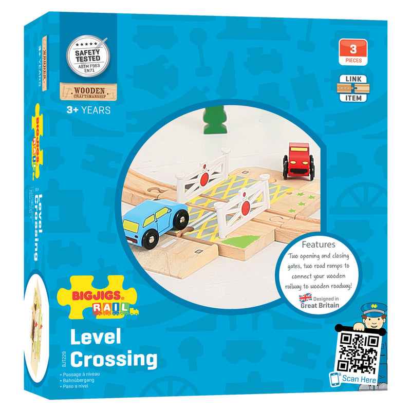 Load image into Gallery viewer, Bigjigs houten rails - spoorwegovergang
