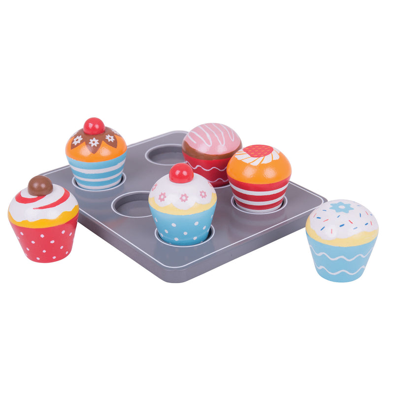 Afbeelding laden in galerijviewer, Bigjigs houten muffinset