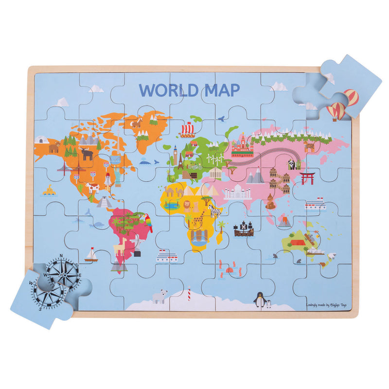 Afbeelding laden in galerijviewer, Bigjigs wereldkaart puzzel.
