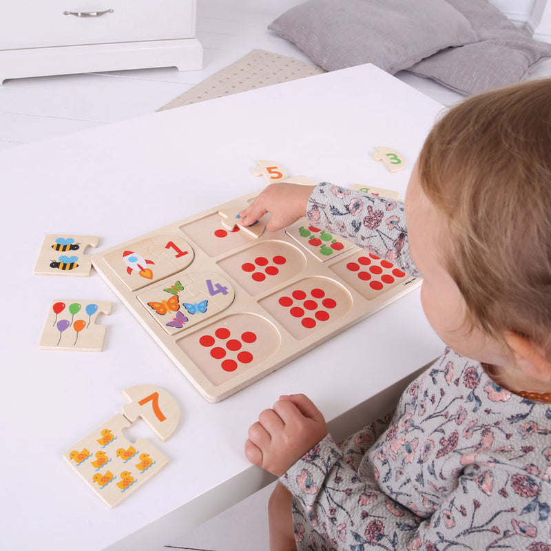Afbeelding laden in galerijviewer, Bigjigs toys bigjigs houten leerpuzzel getallen, 18dlg.