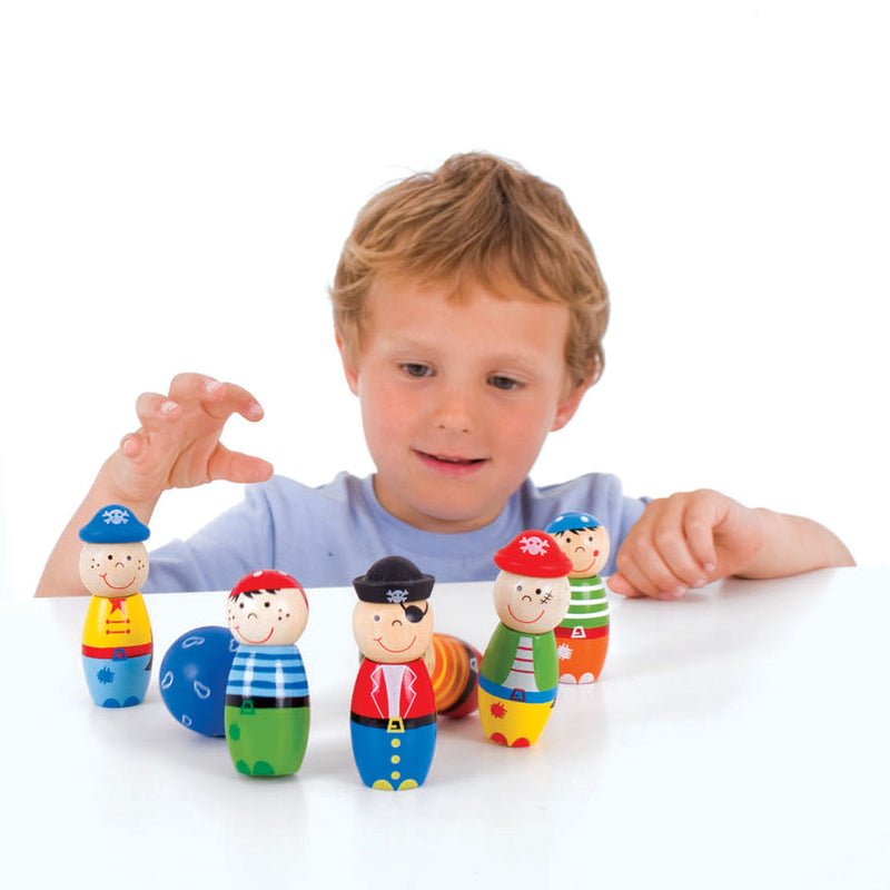 Afbeelding laden in galerijviewer, Bigjigs houten bowlingset piraten, 7dlg.