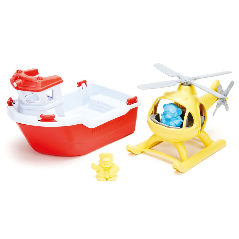 Load image into Gallery viewer, Green toys reddingsboot met helikopter