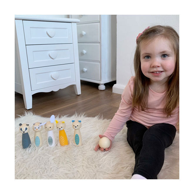 Load image into Gallery viewer, BigJigs Houten Kegelspel Dierfiguren