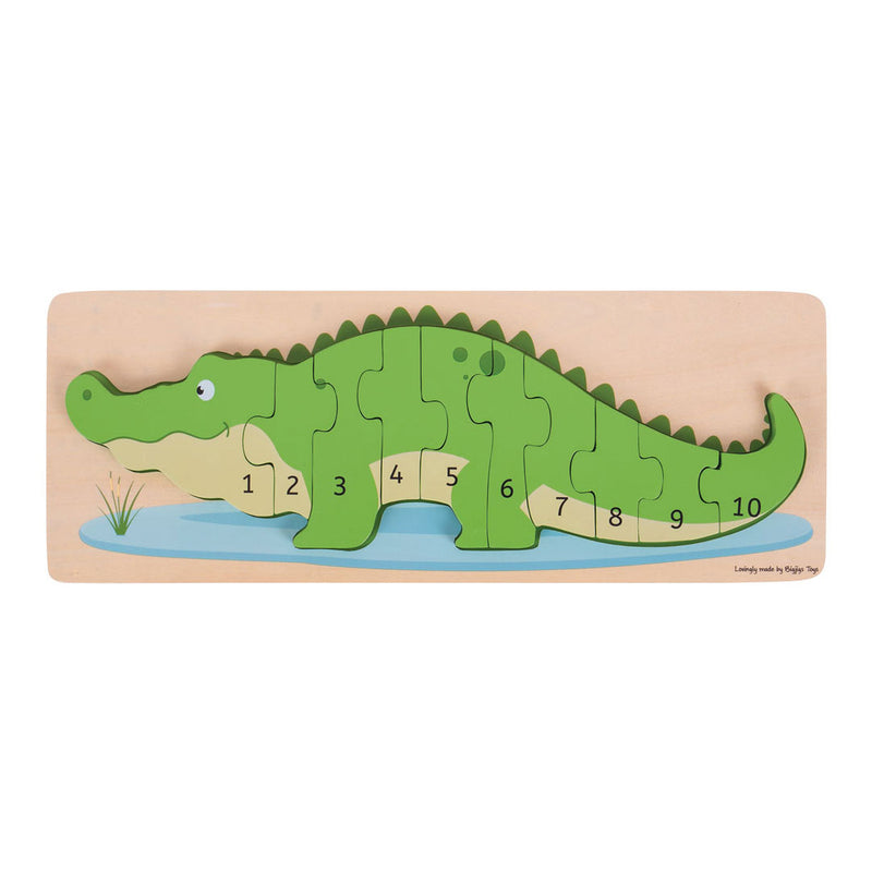 Load image into Gallery viewer, Bigjigs houten telpuzzel krokodil, 10st.