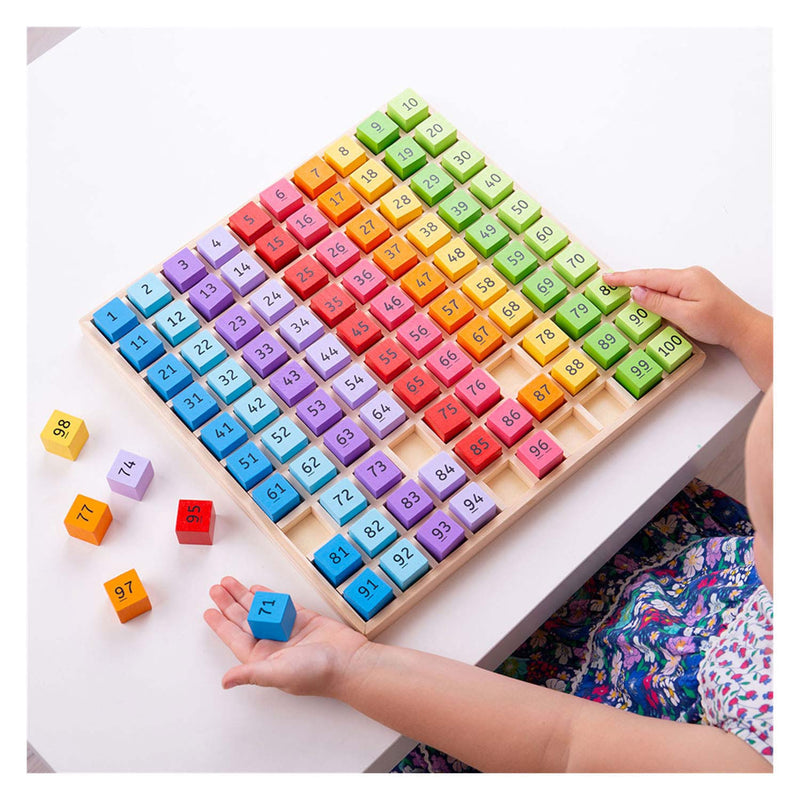 Load image into Gallery viewer, Bigjigs Houten Cijferblokken in een Vakjesbord, 100dlg.