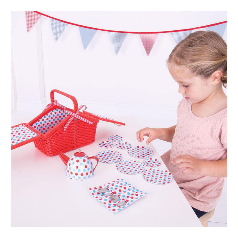 Load image into Gallery viewer, Bigjigs Theeservies in Rode Opbergmand