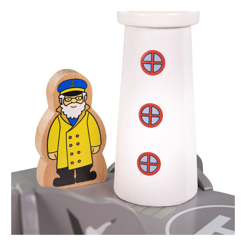 Load image into Gallery viewer, Bigjigs houten rails vuurtoren 4-wegs tunnel