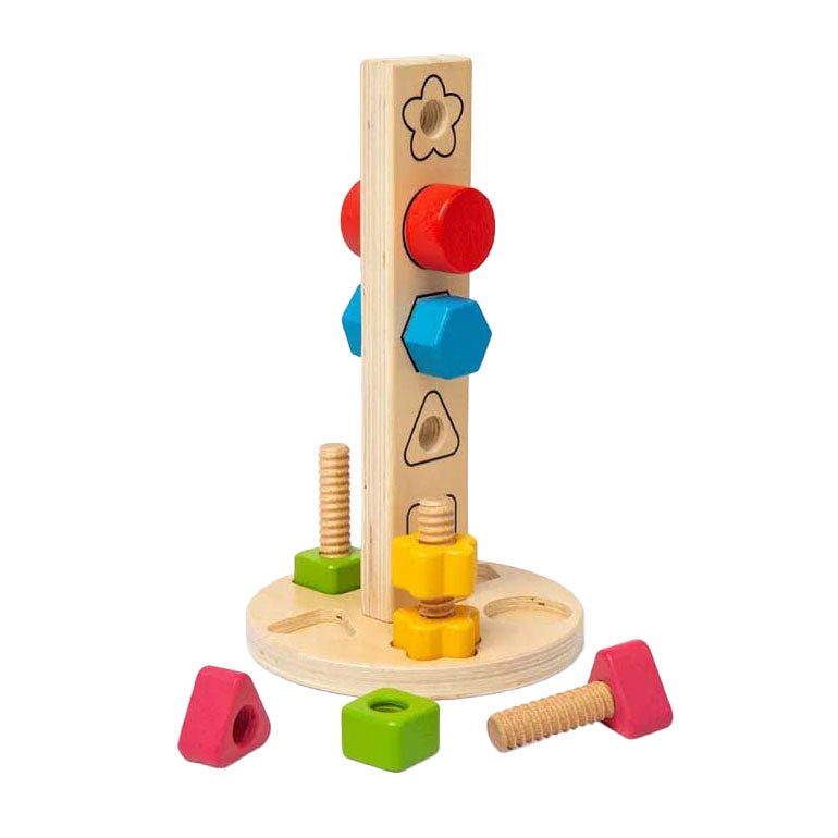 Load image into Gallery viewer, Bigjigs houten moeren- en boutentoren, 11dlg.