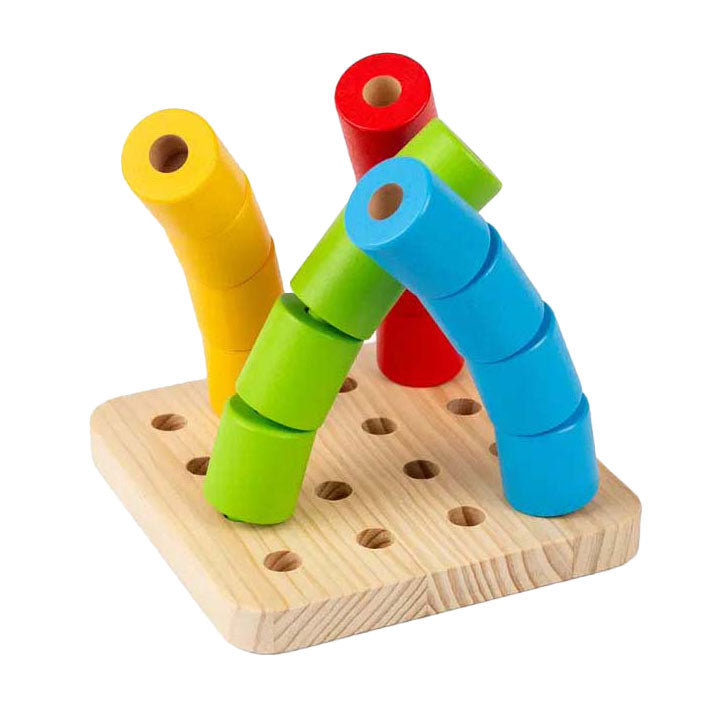 Load image into Gallery viewer, Bigjigs houten wankel-pinnenbord, 17dlg.