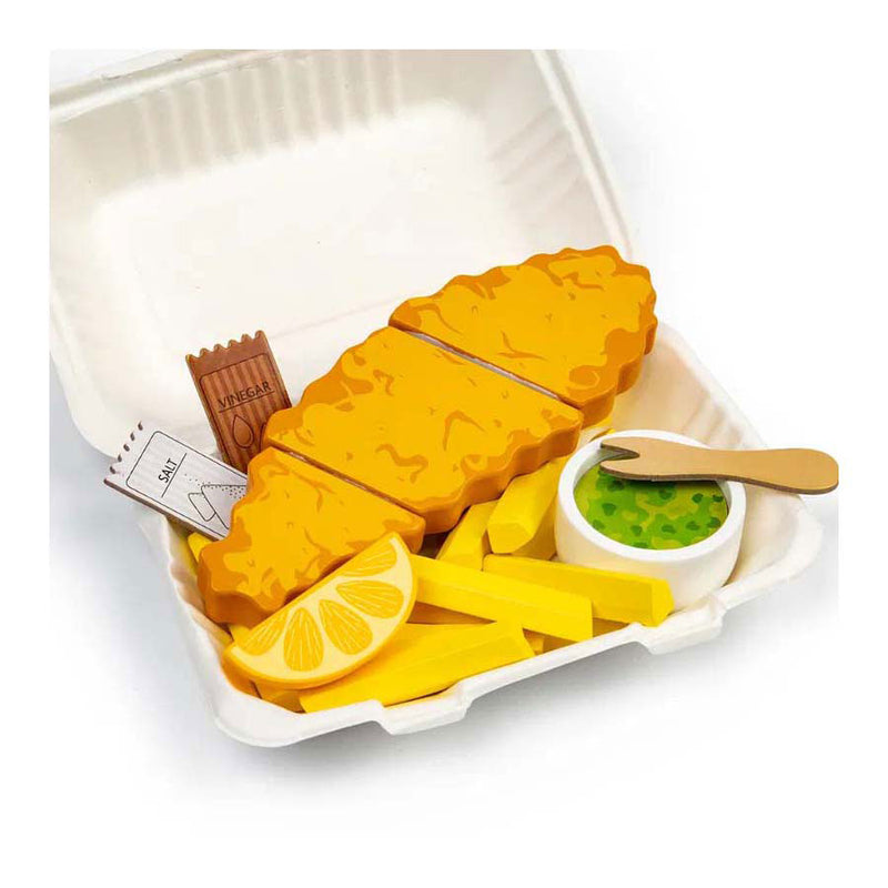Load image into Gallery viewer, Bigjigs houten vis en friet speelset, 26dlg.