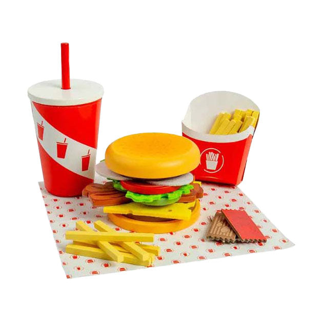 Load image into Gallery viewer, Bigjigs houten burger- en frietset, 48dlg.