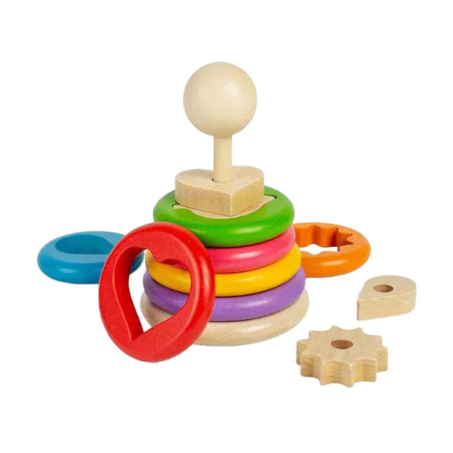 Load image into Gallery viewer, Bigjigs houten geheime vormenstapelaar, 16dlg.