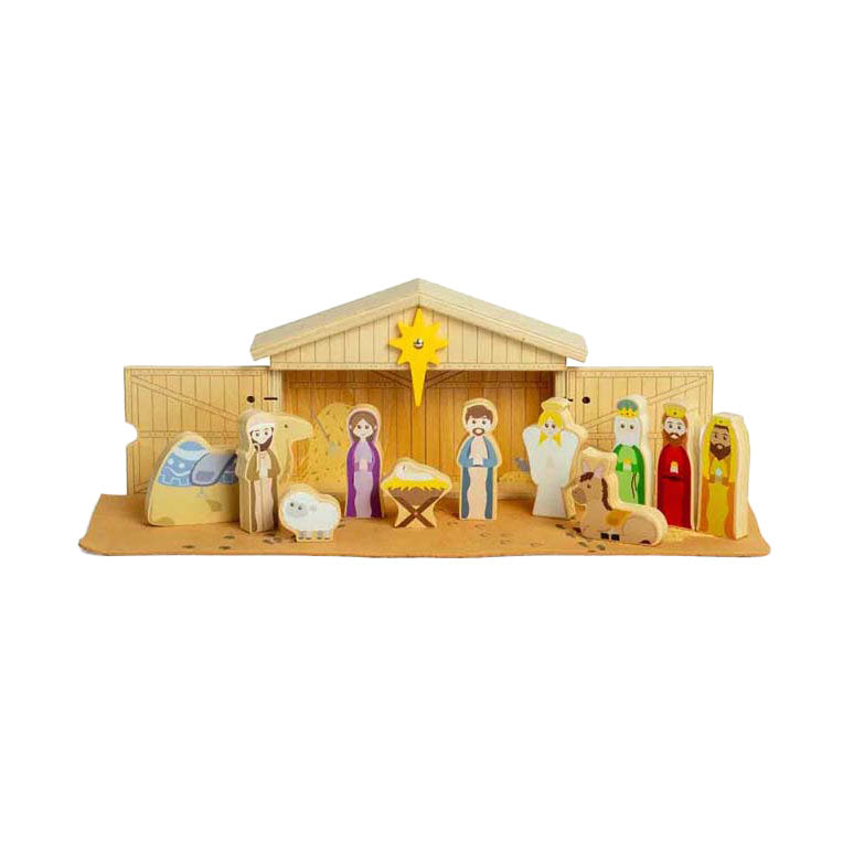 Load image into Gallery viewer, Bigjigs houten kerststal set, 13dlg.