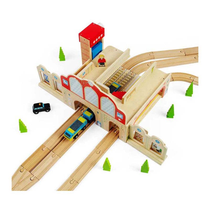 Afbeelding laden in galerijviewer, Bigjigs houten grand central station speelset