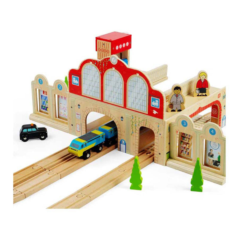 Afbeelding laden in galerijviewer, Bigjigs houten grand central station speelset