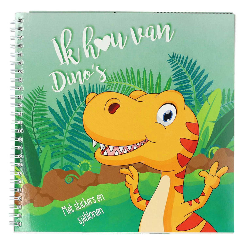 Load image into Gallery viewer, Mondikaarten sticker- en sjablonenboek ik hou van dino's