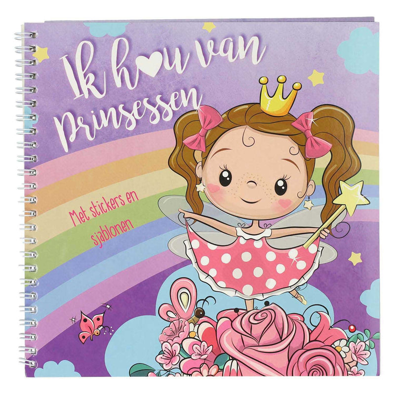 Load image into Gallery viewer, Mondikaarten sticker- en sjablonenboek ik hou van prinsessen