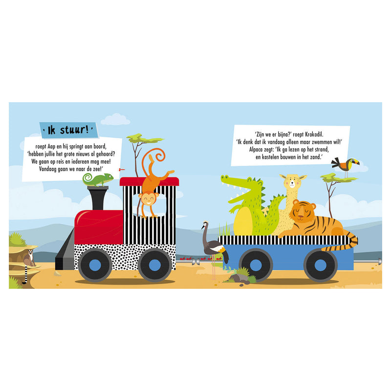 Load image into Gallery viewer, Lantaarn publishers boek en puzzeltrein wilde dieren