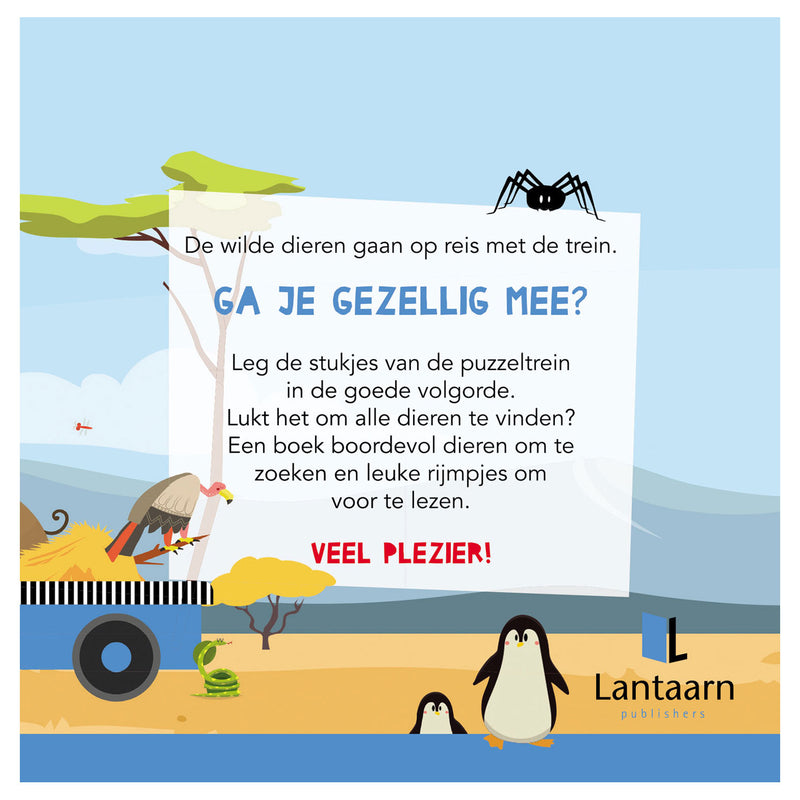 Load image into Gallery viewer, Lantaarn publishers boek en puzzeltrein wilde dieren