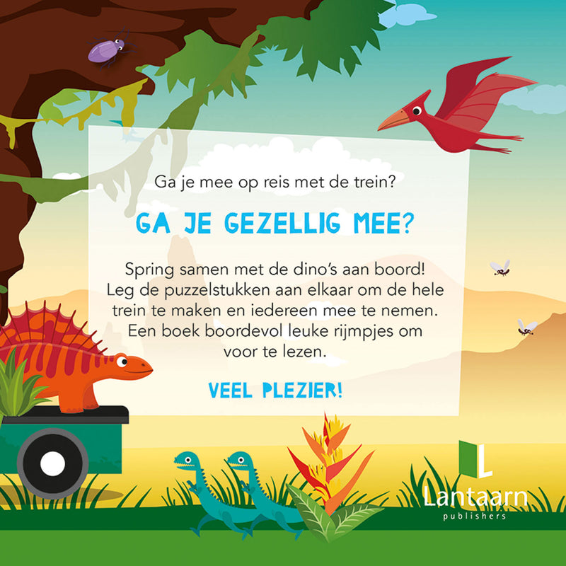 Load image into Gallery viewer, Boek en puzzeltrein dino's
