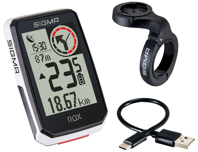 Load image into Gallery viewer, Sigma rox 2.0 gps zw wit overclamp stuurhouder + usb-c oplaadkabel