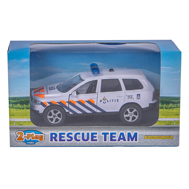 Afbeelding laden in galerijviewer, 2-play politiewagen pull-back met licht en geluid 11 cm wit