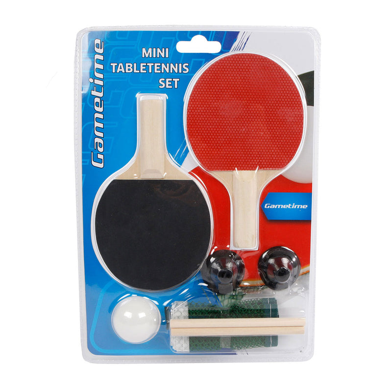 Afbeelding laden in galerijviewer, Gametime tafeltennisset mini 16 x 9 cm zwart rood 4-delig