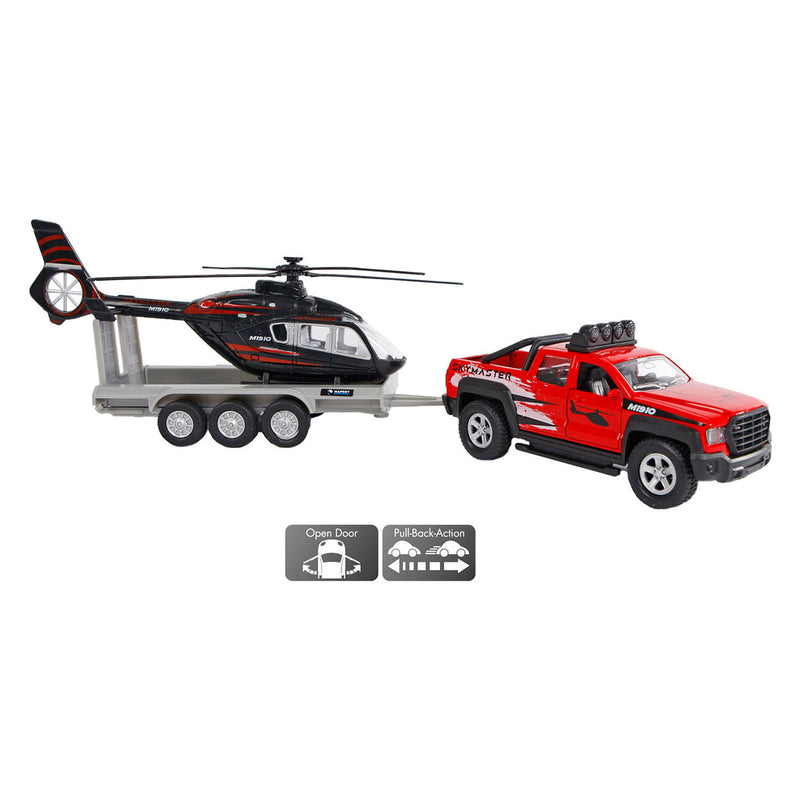 Afbeelding laden in galerijviewer, Kids globe terreinwagen met helikopter trailer