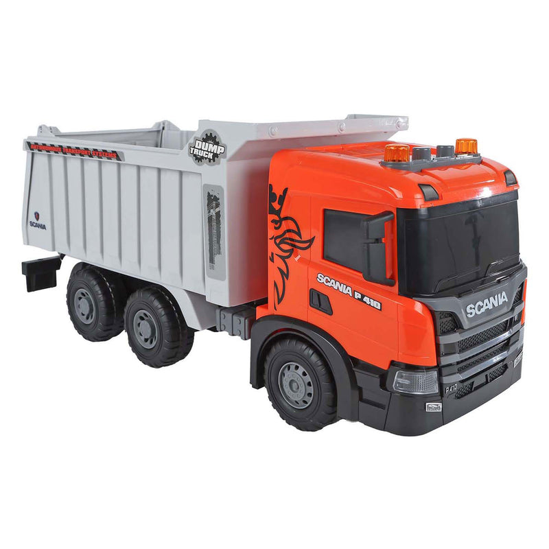 Load image into Gallery viewer, 2-play scania vrachtwagen kiepwagen frictie met licht en geluid