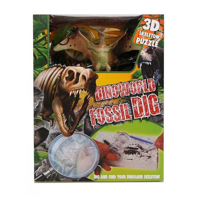 Afbeelding laden in galerijviewer, Dinoworld fossiel hakken puzzel met extra dinosaurus figuur