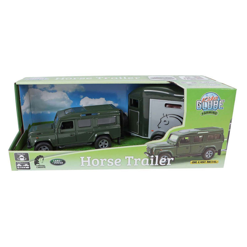 Afbeelding laden in galerijviewer, Kids globe land rover with cheval liberte horse trailer - 28cm