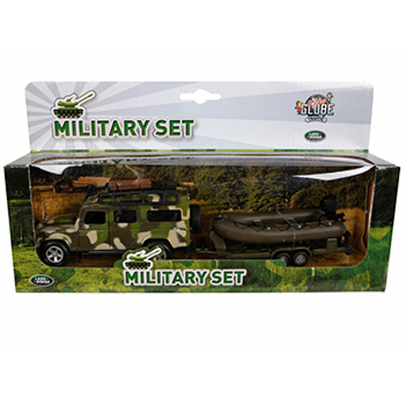 Load image into Gallery viewer, Kids Globe Globe Die-cast Land Rover met Aanhanger en Boot Leger