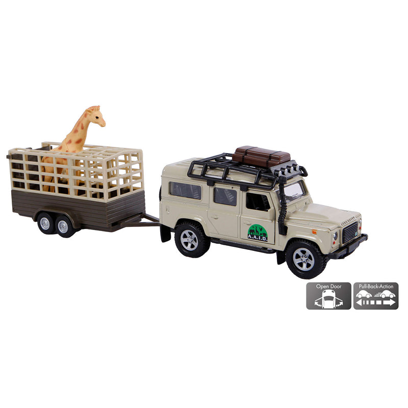 Load image into Gallery viewer, Kids globe landrover defender+giraffe trailer