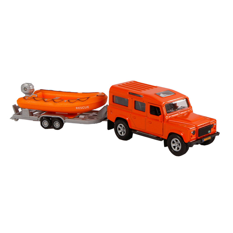 Load image into Gallery viewer, Kids globe die-cast land rover met reddingsboot, 27cm