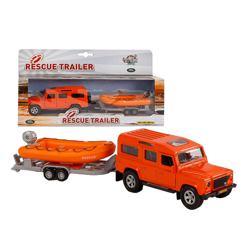 Load image into Gallery viewer, Kids globe die-cast land rover met reddingsboot, 27cm