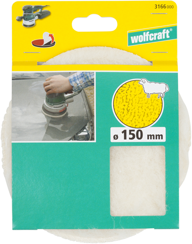 Load image into Gallery viewer, Wolfcraft hecht-lamswollen polijstkap | ø150mm | 1 stuk - 3166000